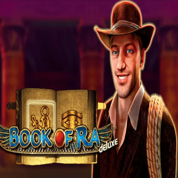 Book of Ra Deluxe online game logo by Novomatic on x3betscasino.com